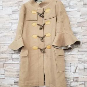Sacai Tan Pea Coat with Gold Accents